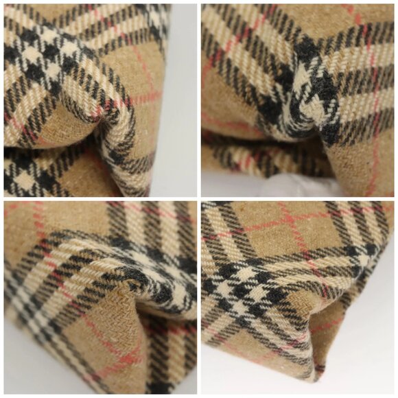 BURBERRY Nova Check Hand Bag Wool Beige Gold Auth 124760 - Picture 14 of 16